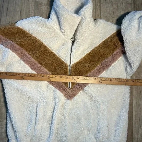Abercrombie &‎ Fitch Soft Half Zip Chevron Sweatshirt Cream Camel Large - Picture 5 of 9